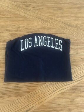 Los Angeles Strapless Tube Top - with White Embroidery for Teen Girls Size Small